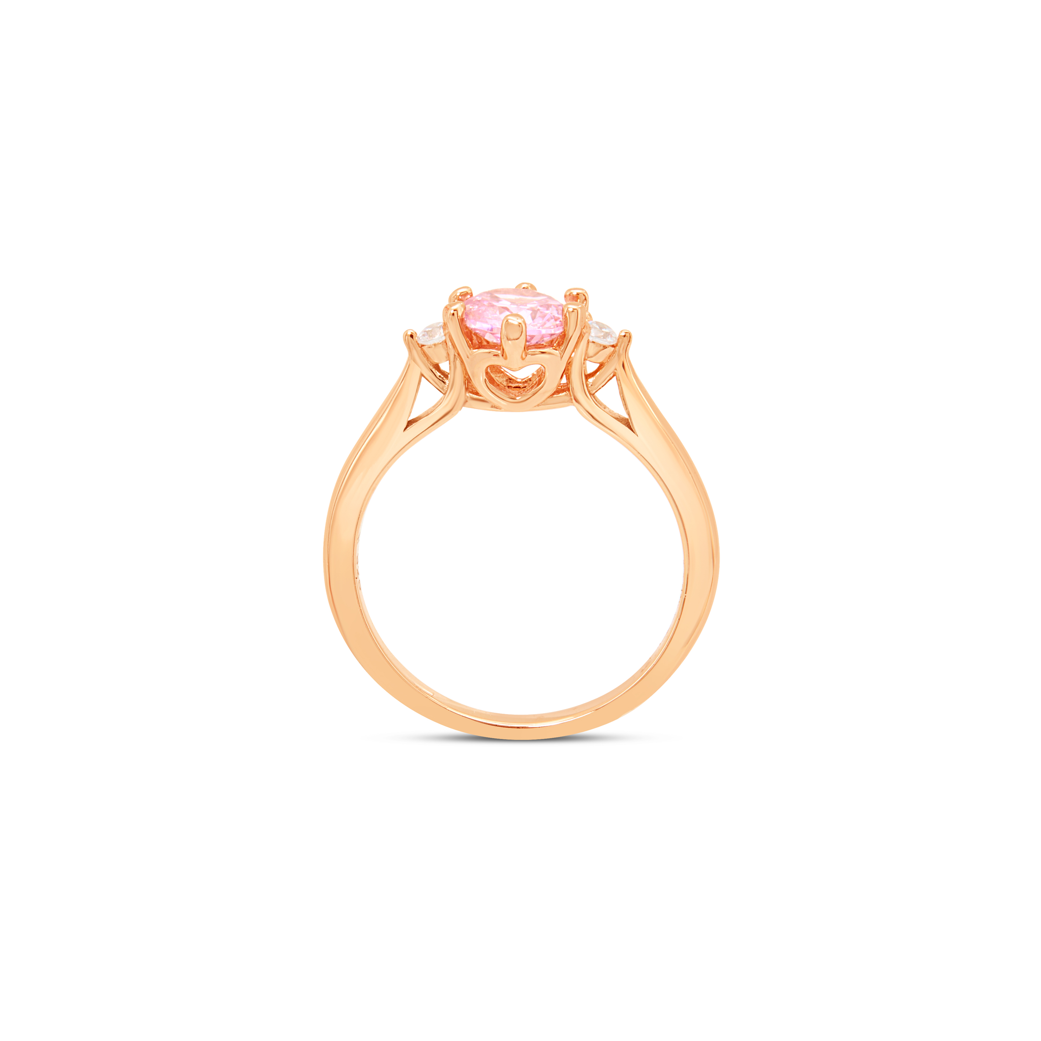 Classic Clear CZ Three-Stone Trilogy Ring - Rose Gold