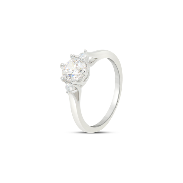 Classic Clear CZ Three-Stone Trilogy Ring - Silver