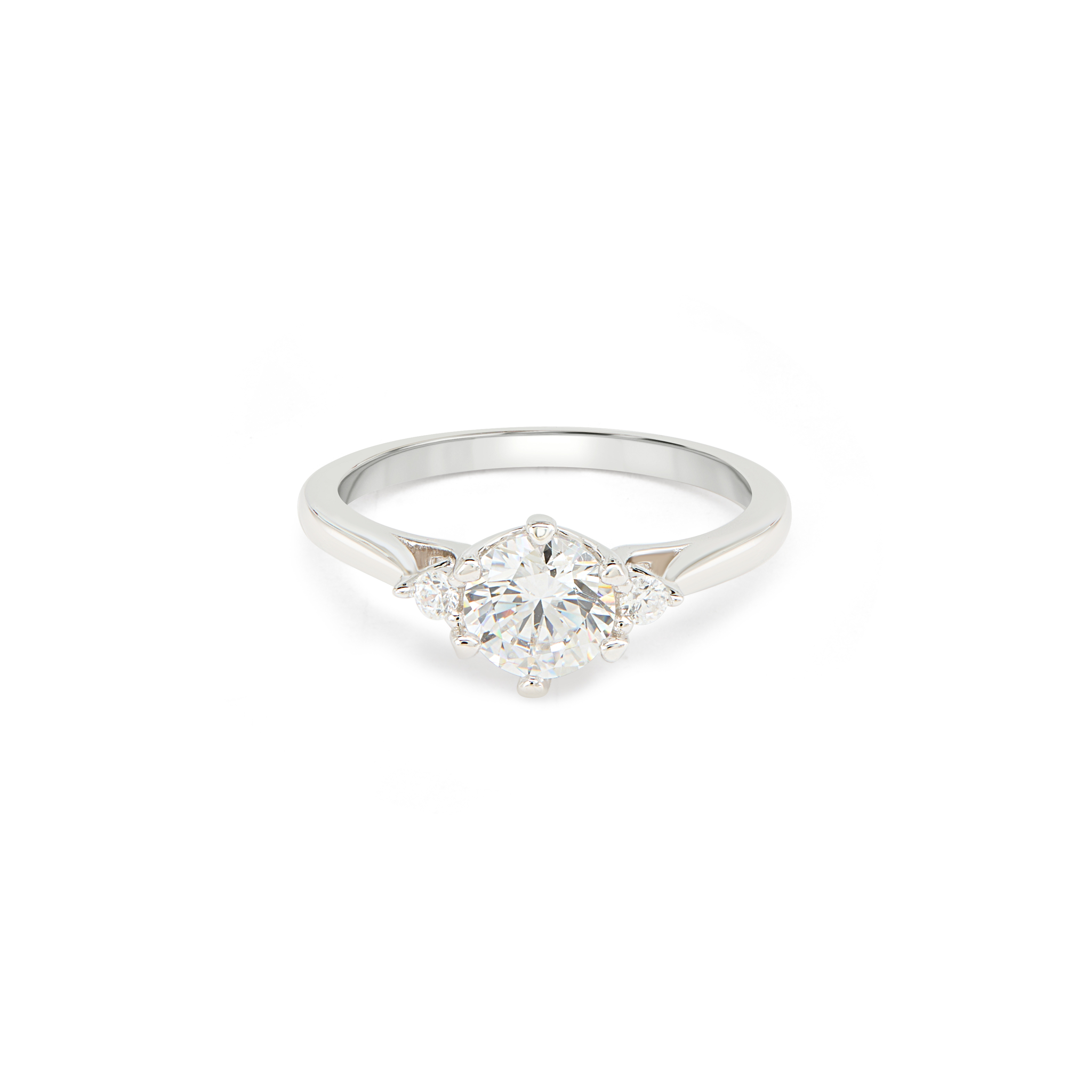 Classic Clear CZ Three-Stone Trilogy Ring - Silver