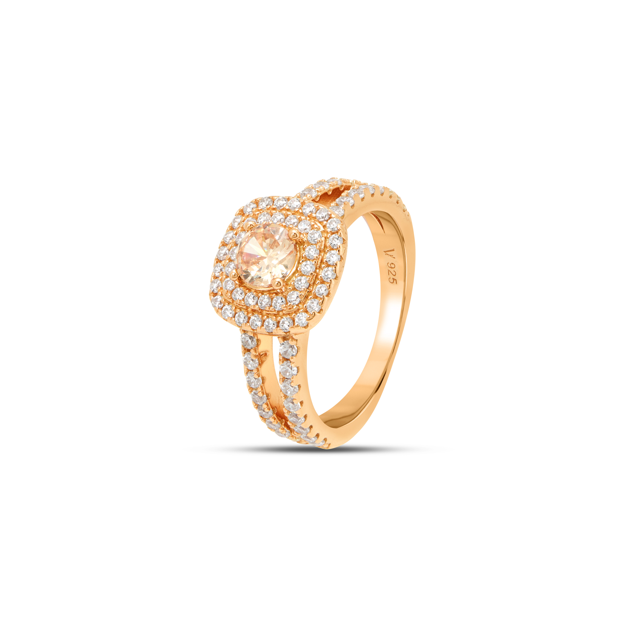 Cushion Double Halo Ring - Rose Gold